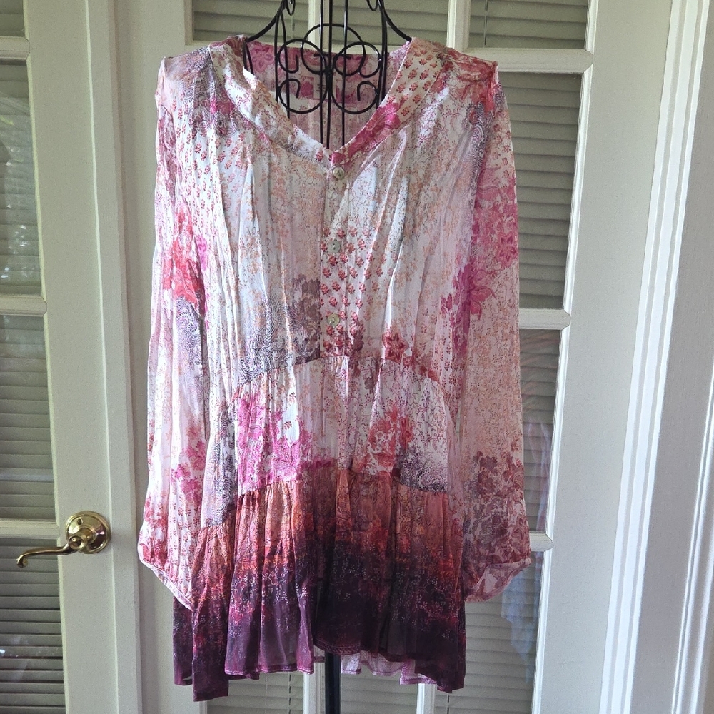 Sundance Honey Blossom Sheer Peasant Blouse